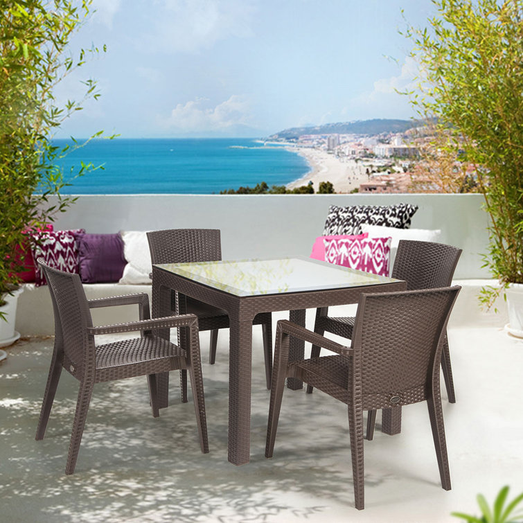 Rainbow Outdoor 4 Person Square Outdoor Dining Set Wayfair